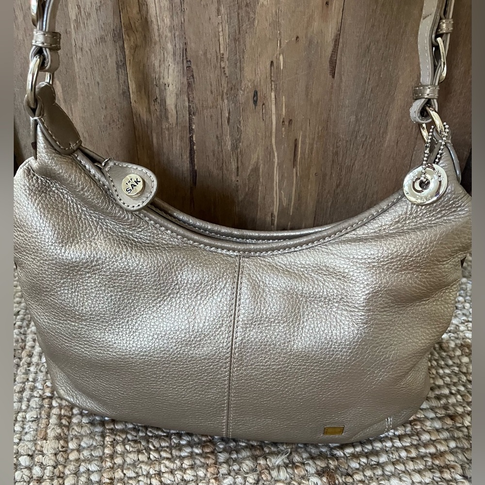 The Sak Metallic Taupe Hobo Shoulder Bag